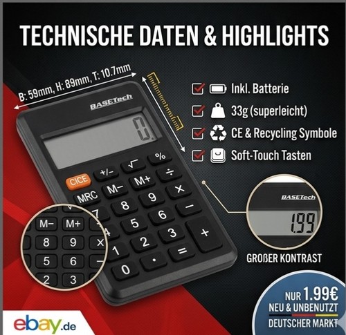 Mini taschenrechner basetech - mini,